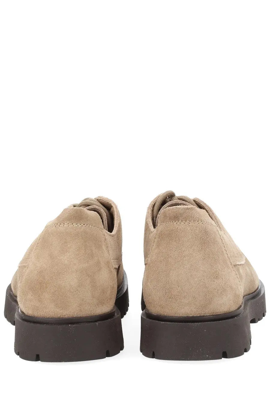 Birkenstock unisex moccasin highwood moc lace low beige beige suede lace-up shoes with chunky black rubber sole