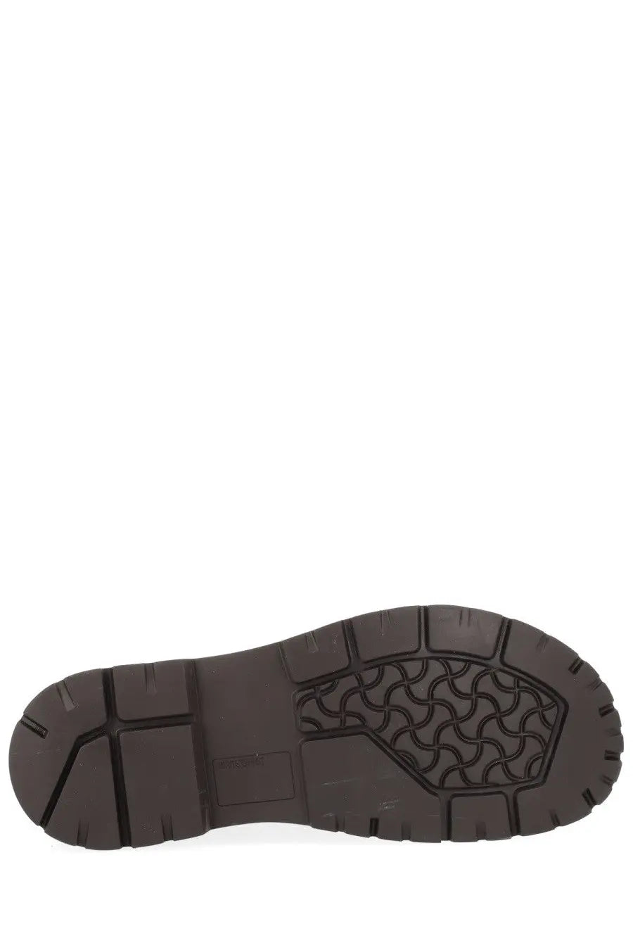 Dark brown rubber sole with textured patterned tread on the birkenstock unisex moccasin highwood moc lace low brown