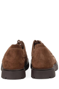 Birkenstock unisex moccasin highwood moc lace low brown brown suede lace-up shoes with chunky black rubber sole