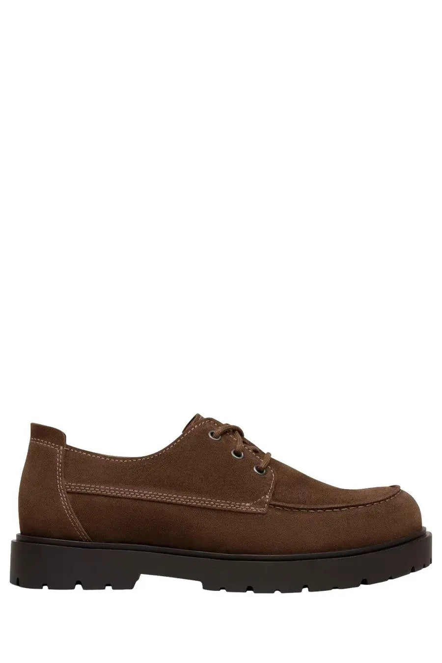 Birkenstock unisex moccasin highwood moc lace low brown brown suede lace-up shoe with chunky black rubber sole