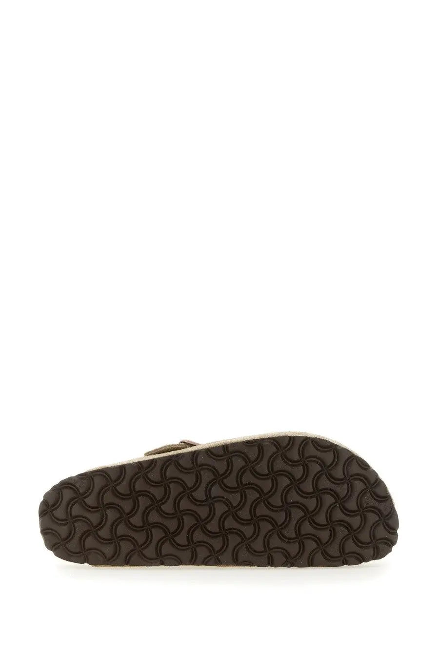 Birkenstock unisex sabot Boston beige with a brown rubber sole wavy pattern beige upper and metallic buckle