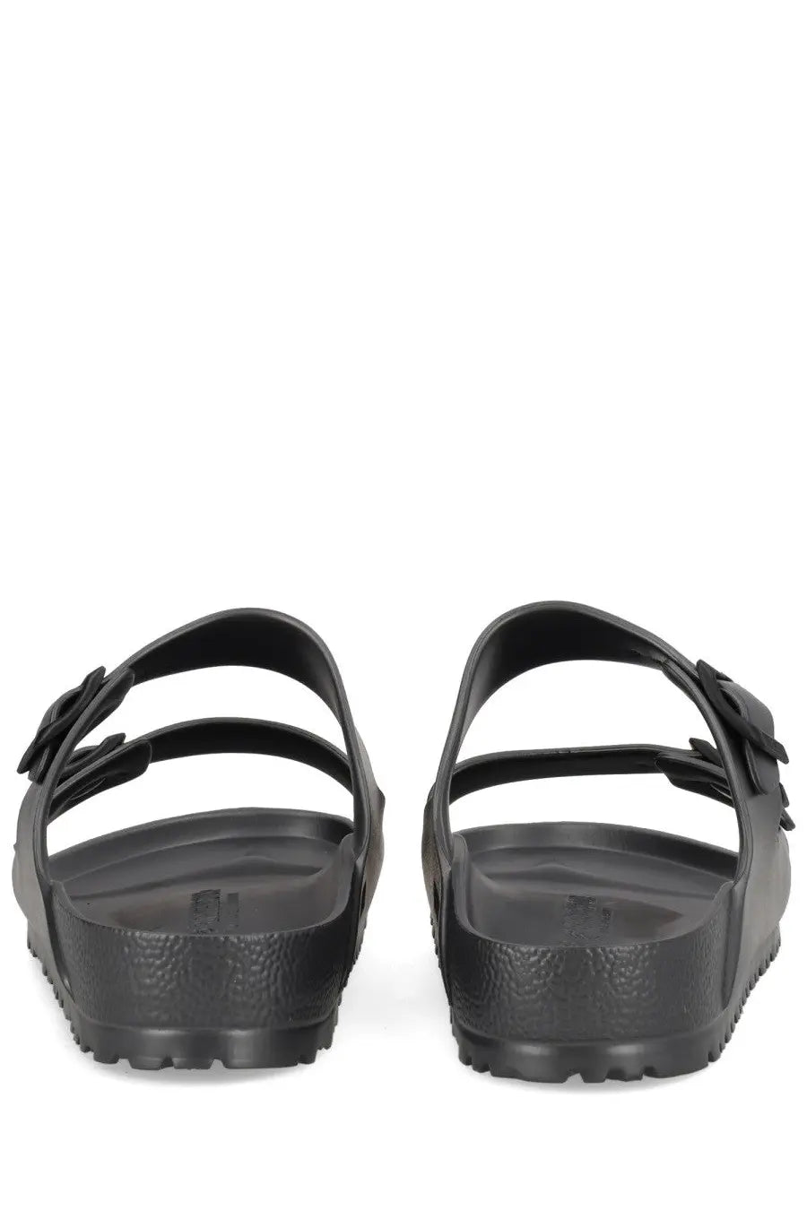 Birkenstock unisex sandal arizona grey black two-strap design with textured rubber sole for comfortable wear