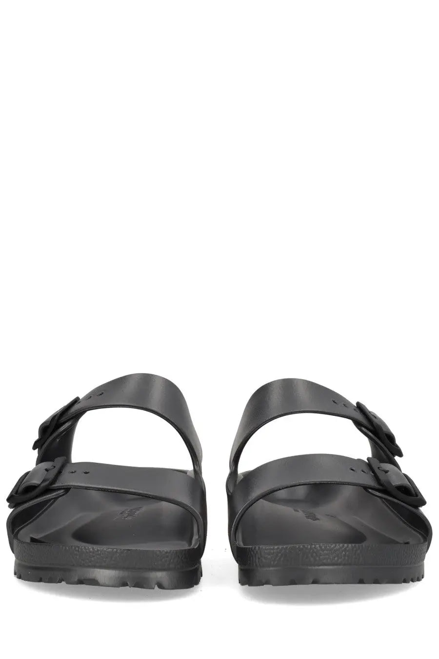 Birkenstock unisex sandal arizona grey in black with two adjustable straps and contoured footbed for comfort