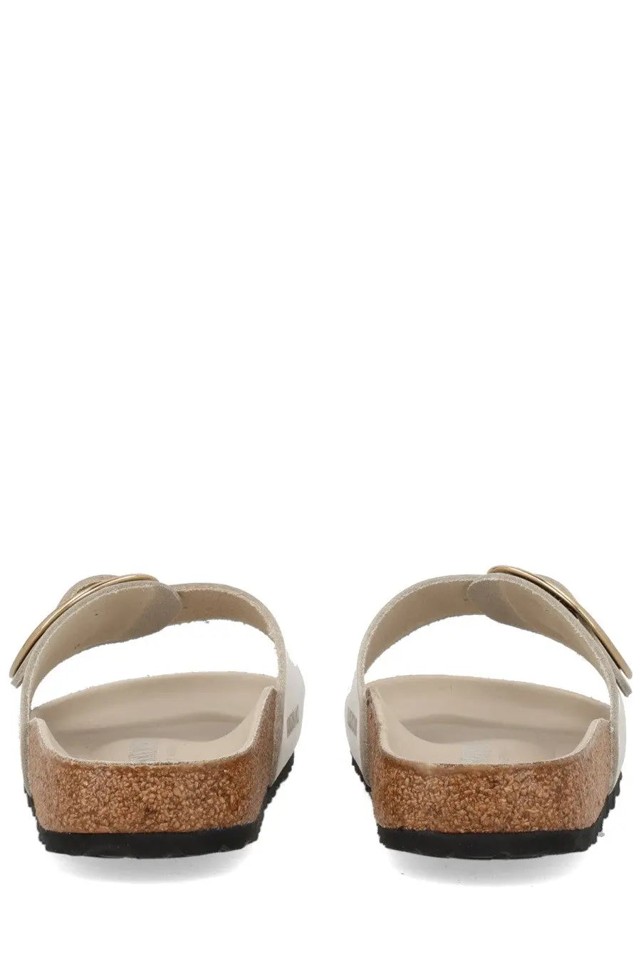 Beige leather birkenstock unisex sandal madrid big buckle with cork footbed and metallic buckle