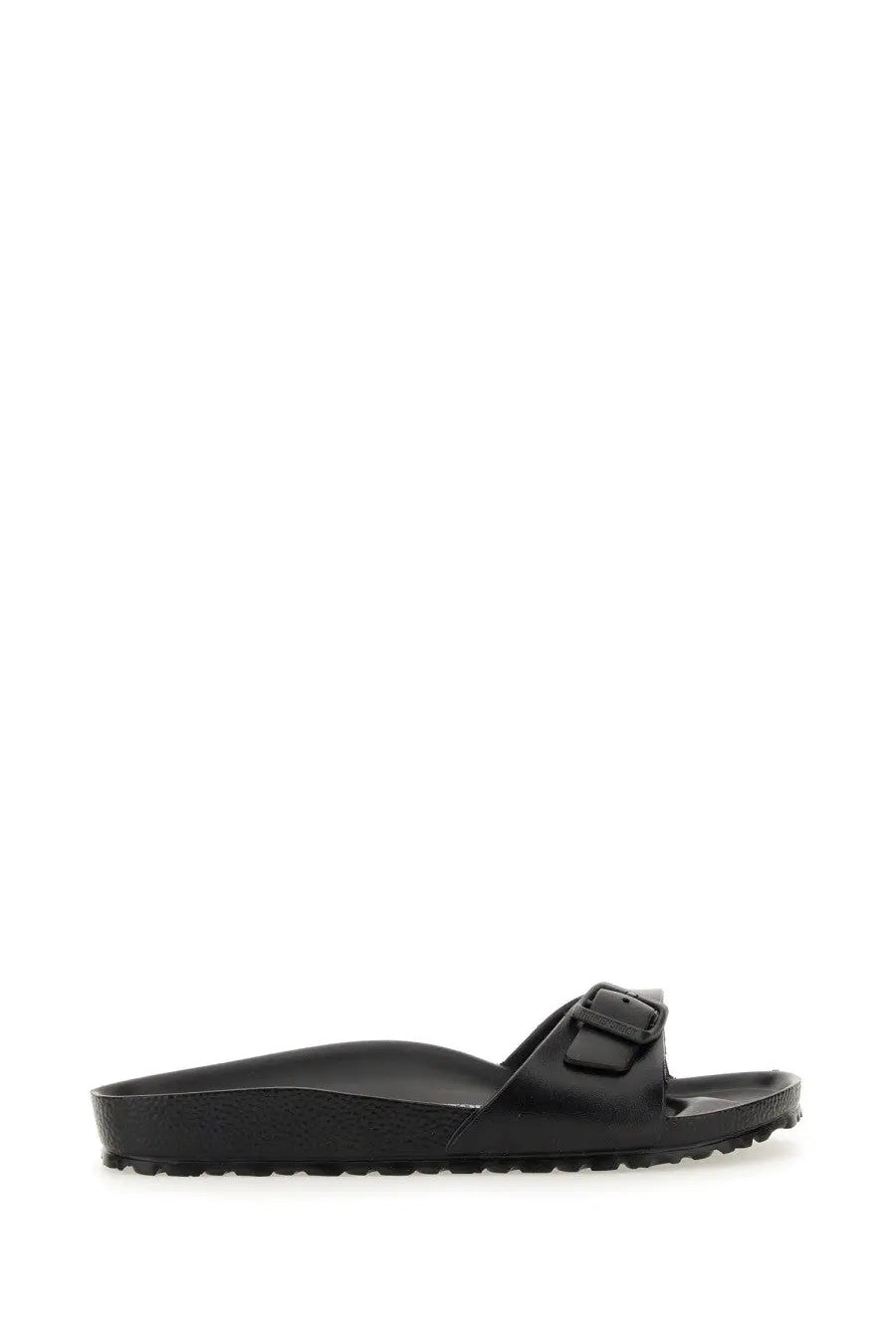 Birkenstock unisex sandal madrid black with single strap and buckle made from durable black leather