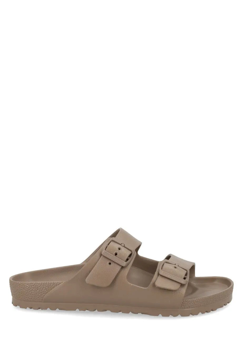 Beige birkenstock unisex sandalo arizona rubber sandals with two adjustable buckle straps and textured sole
