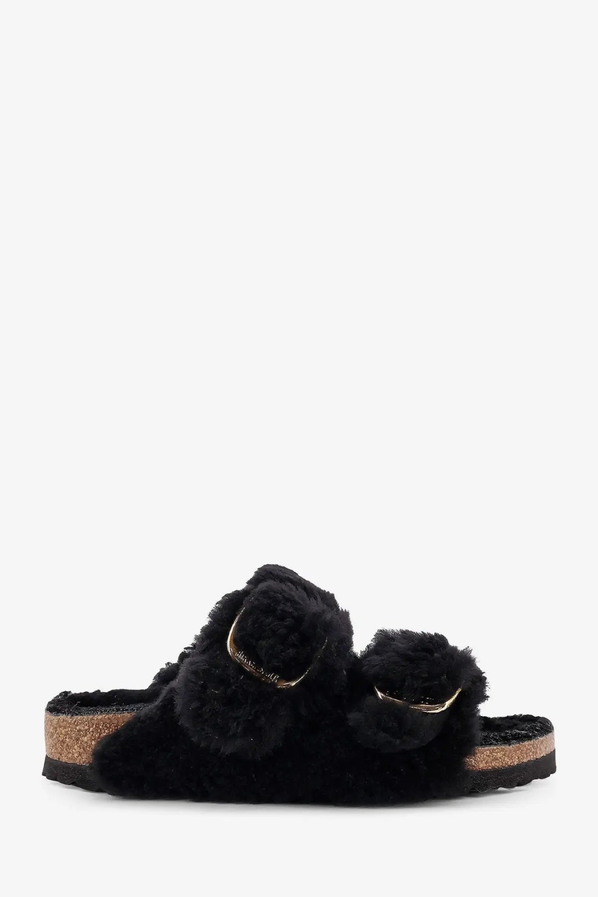 Birkenstock womens Arizona big buckle teddy black shearling sandals