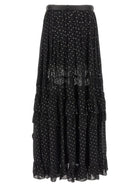 self-portrait Black and Gold Chiffon Lace Maxi Skirt Black, view 2