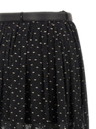self-portrait Black and Gold Chiffon Lace Maxi Skirt Black, view 4