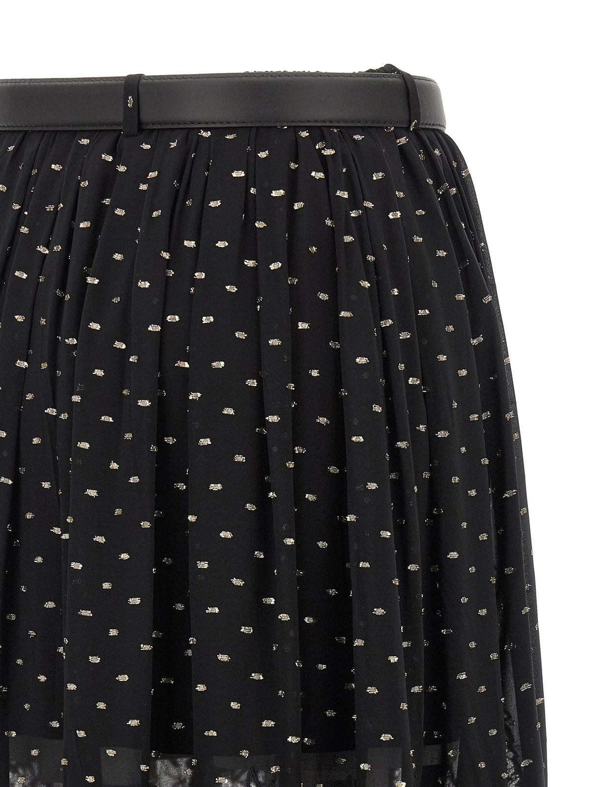 self-portrait Black and Gold Chiffon Lace Maxi Skirt Black, view 4