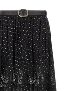 self-portrait Black and Gold Chiffon Lace Maxi Skirt Black, view 3