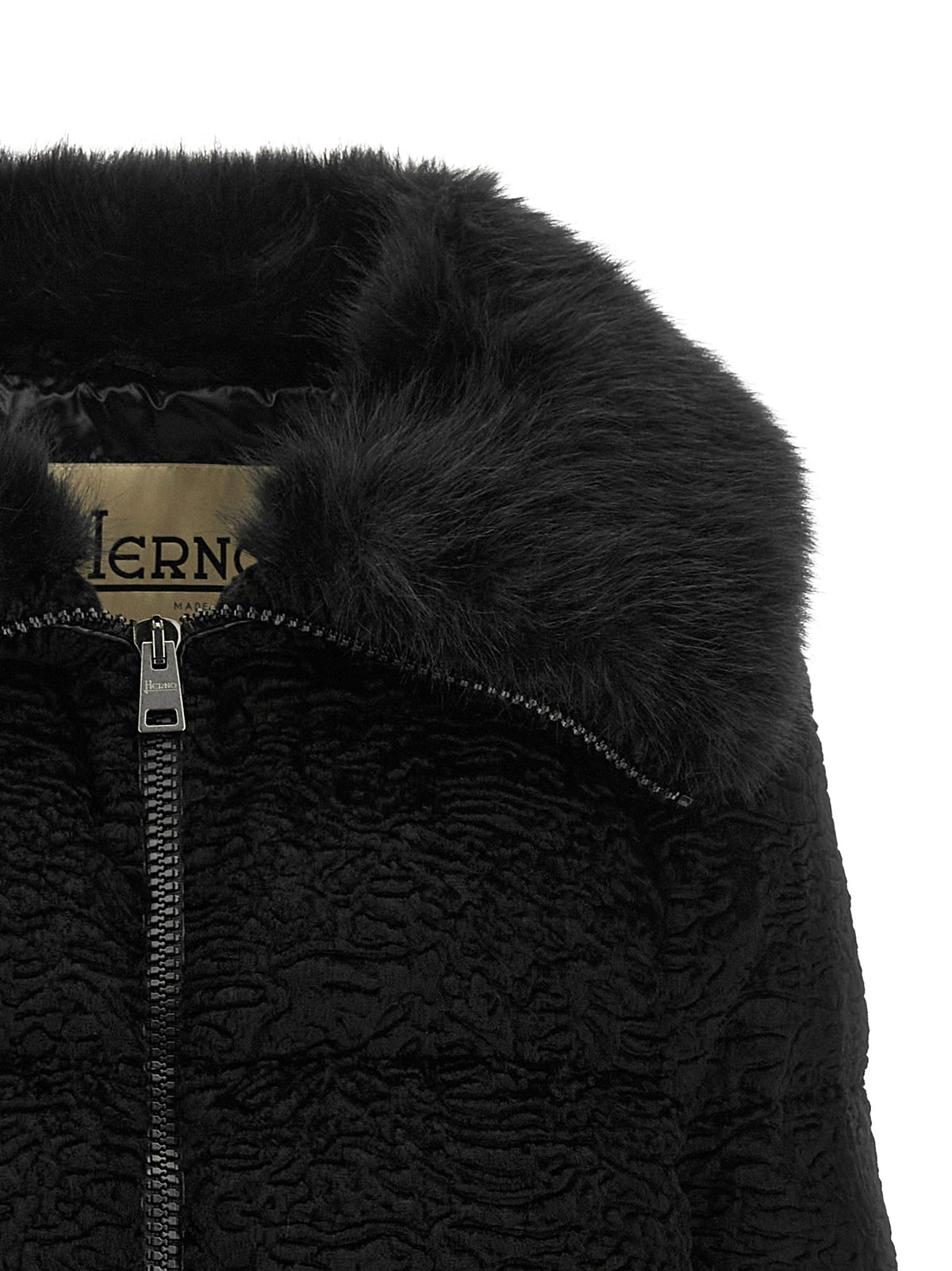 Herno Black Astrakhan Effect Jacket Black, view 3