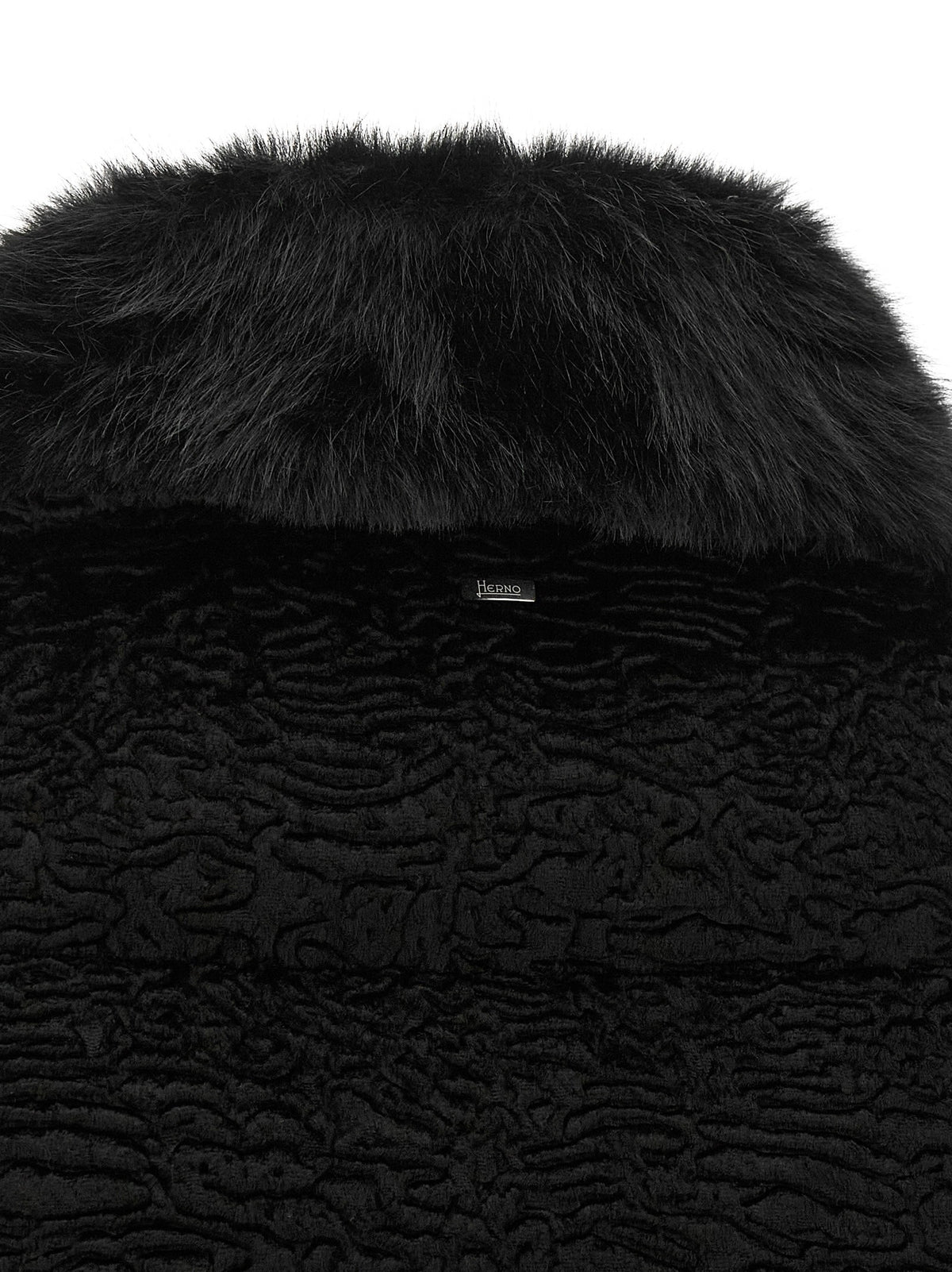 Herno Black Astrakhan Effect Jacket Black, view 5