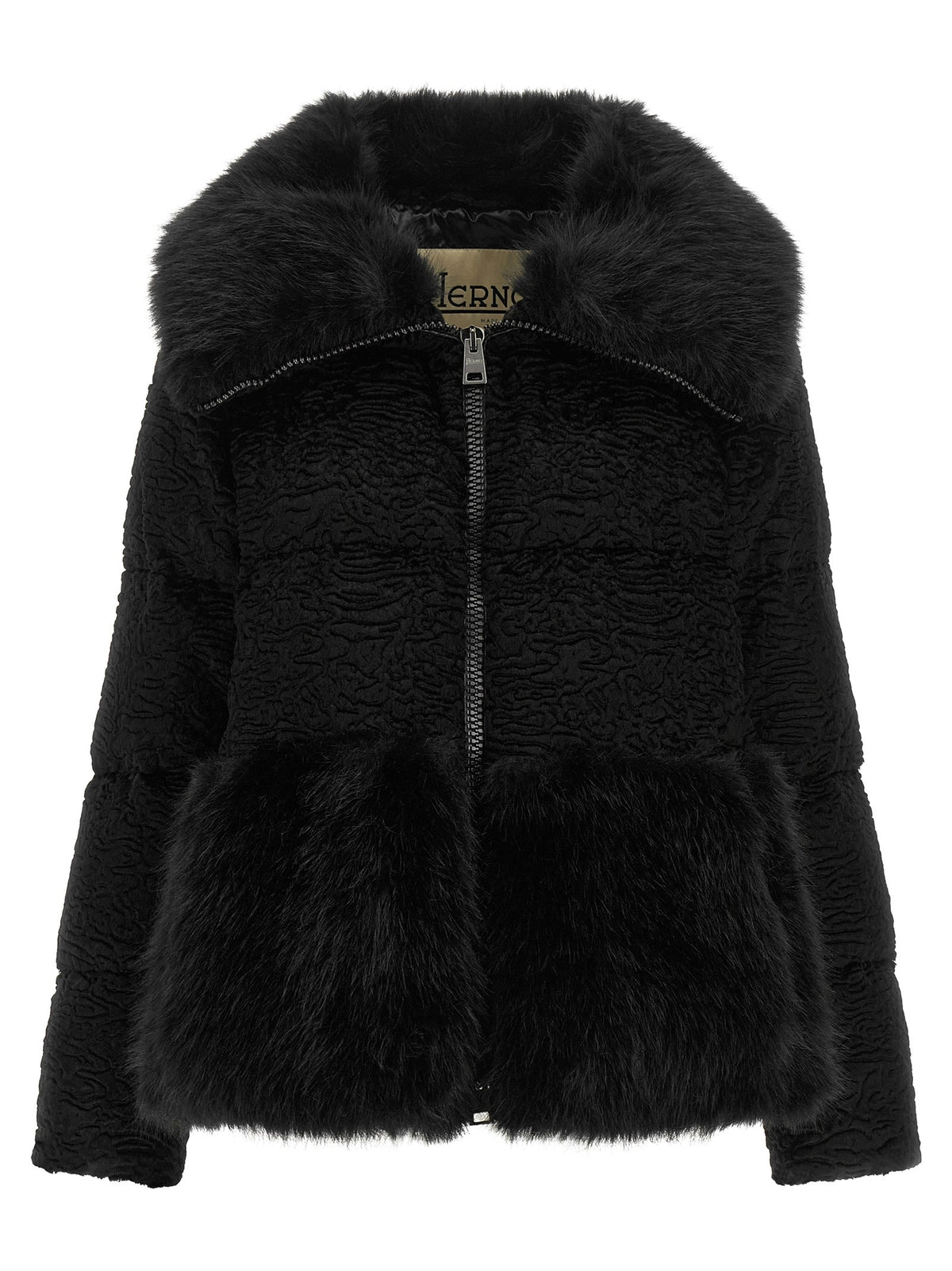 Herno Black Astrakhan Effect Jacket Black