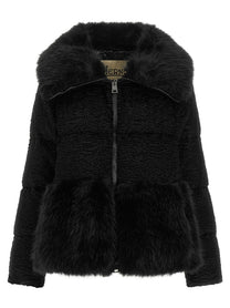 Herno Black Astrakhan Effect Jacket Black