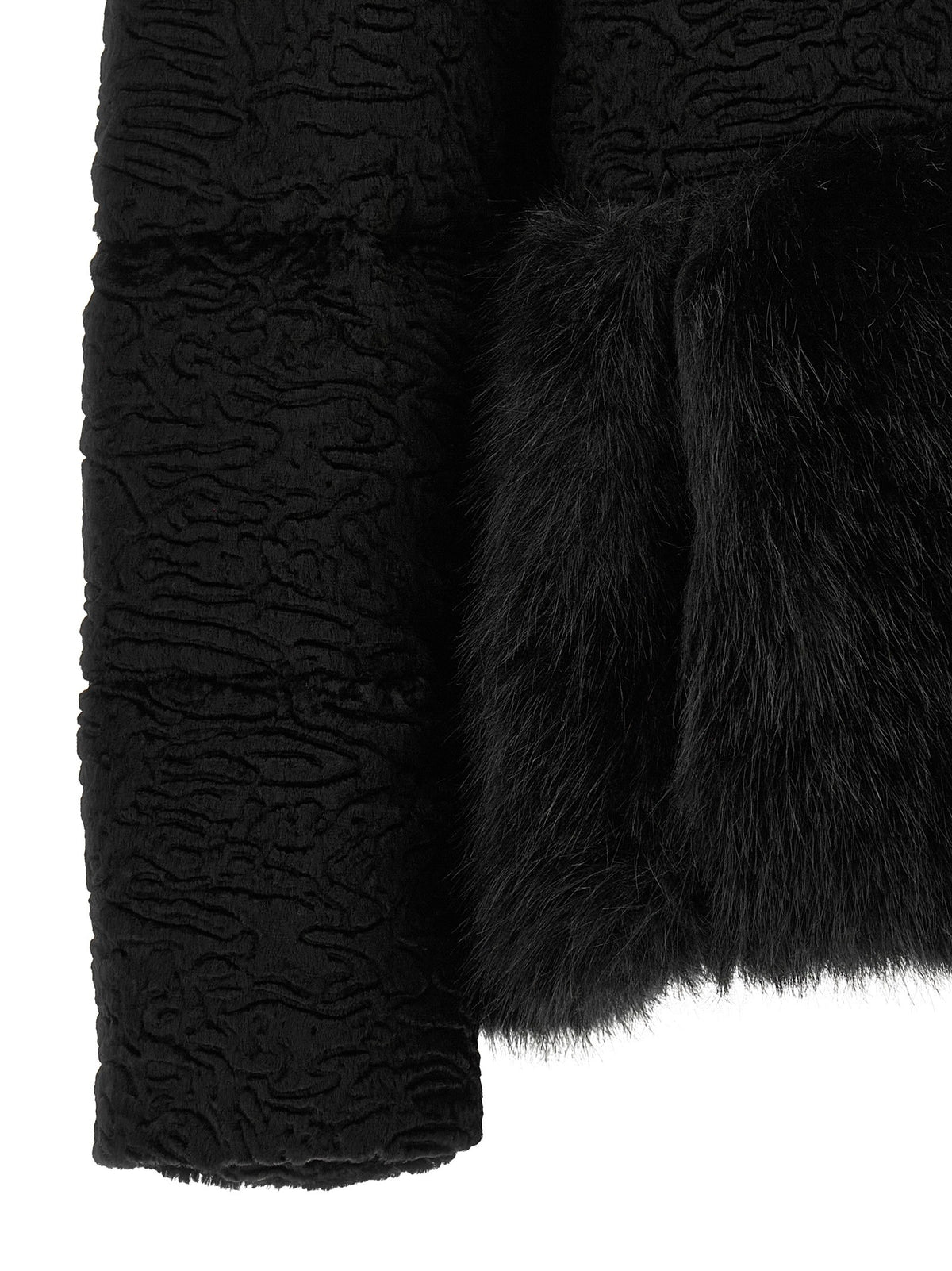 Herno Black Astrakhan Effect Jacket Black, view 4