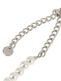self-portrait Black Bow Pearl Necklace White