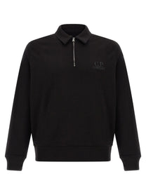 C.P. Company Black Cotton Fleece Sweatshirt Black