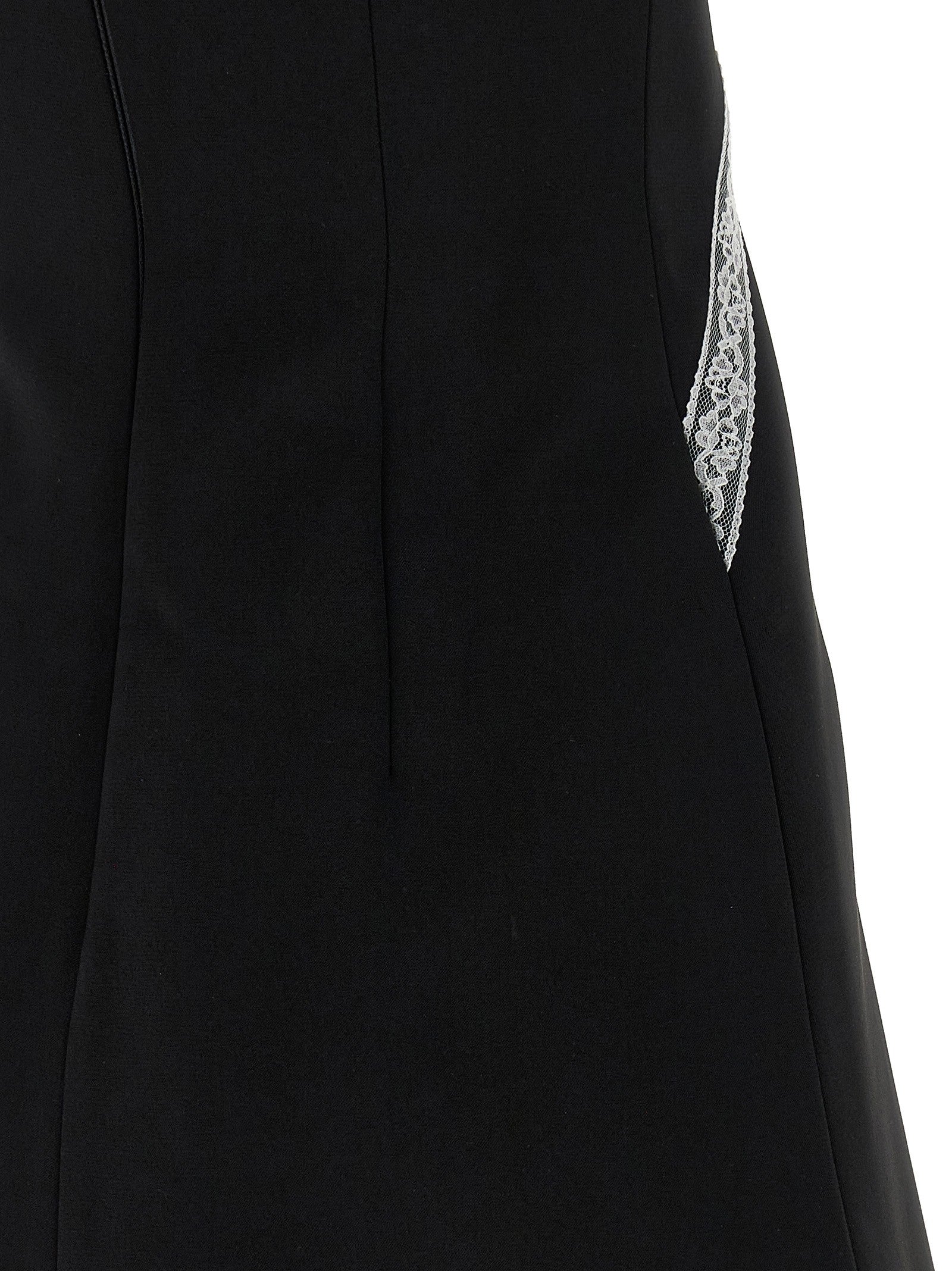 self-portrait Black Crêpe Bow Lace Mini Dress White