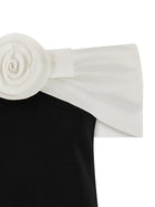 self-portrait Black Crêpe Flower Mini Dress White, view 3