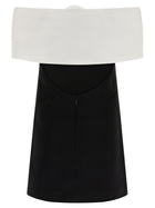 self-portrait Black Crêpe Flower Mini Dress White, view 2