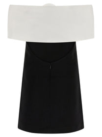 self-portrait Black Crêpe Flower Mini Dress White
