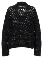 Ganni Black Crochet Neck Sweater Black, view 2