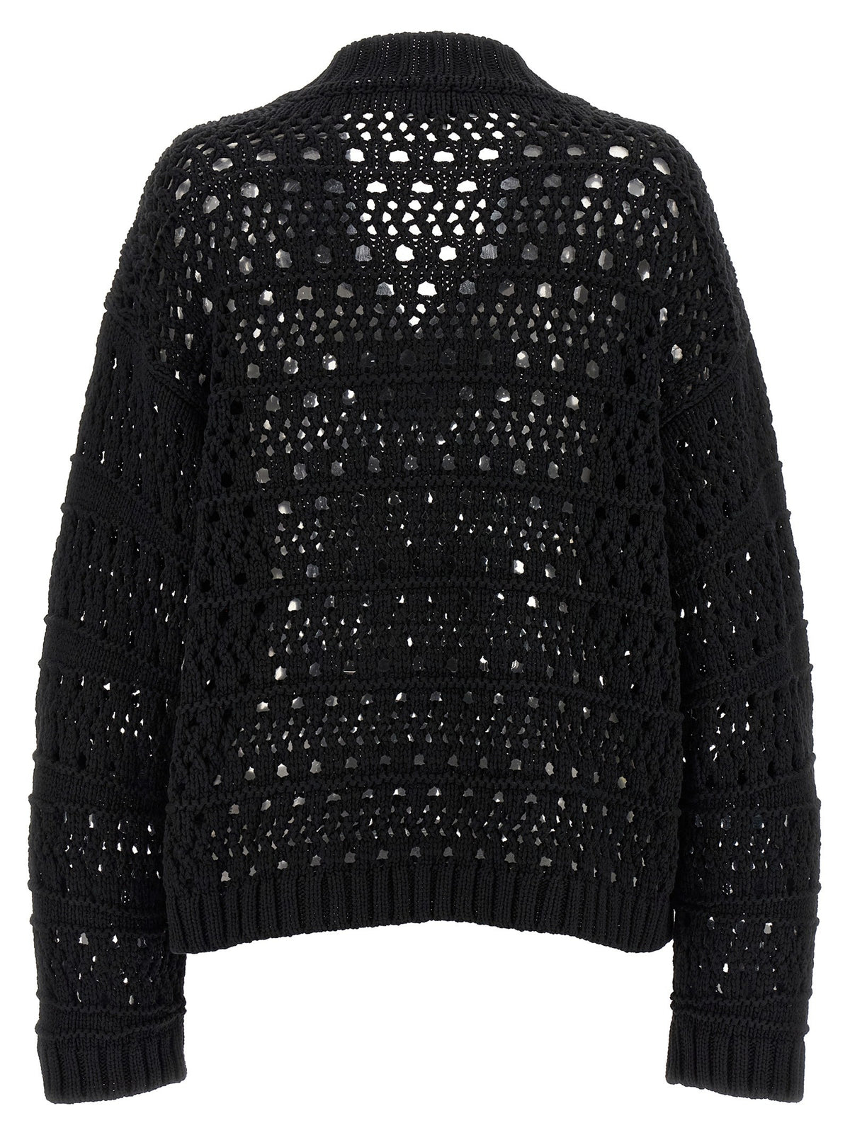 Ganni Black Crochet Neck Sweater Black, view 2