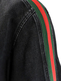 Gucci Men's Black Denim Jacket Certified Cotton Jacket Black