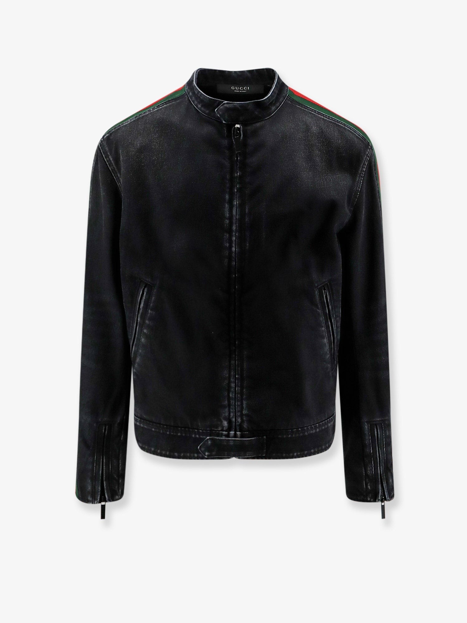 Gucci Men's Black Denim Jacket Certified Cotton Jacket Black