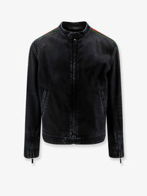 Gucci Men's Black Denim Jacket Certified Cotton Jacket Black