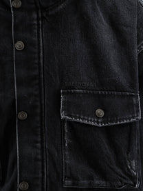 Balenciaga Men's Black Denim Jacket Black
