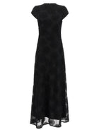 ROTATE Birger Christensen Black Flower Mesh Maxi Dress Black