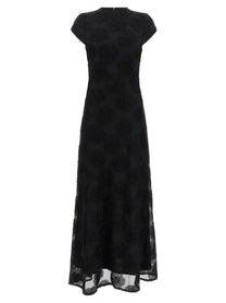 ROTATE Birger Christensen Black Flower Mesh Maxi Dress Black