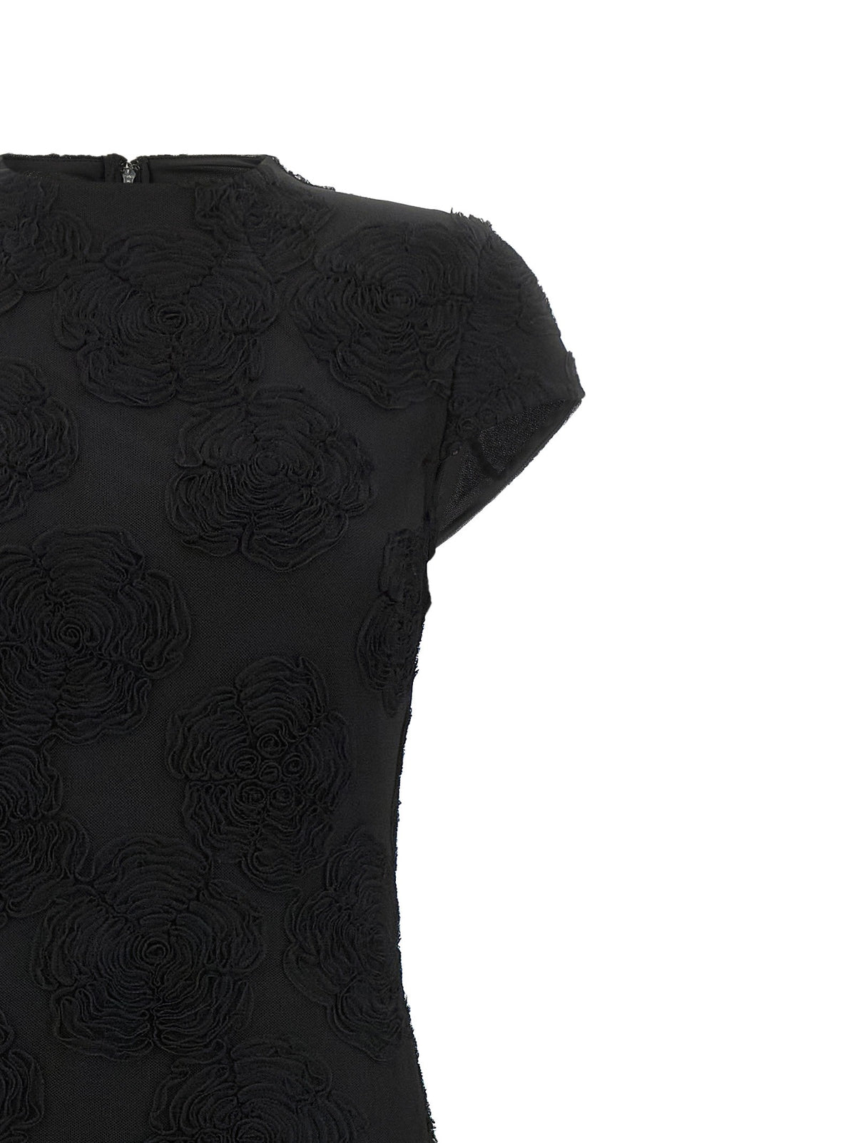 ROTATE Birger Christensen Black Flower Mesh Maxi Dress Black