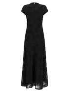 ROTATE Birger Christensen Black Flower Mesh Maxi Dress Black