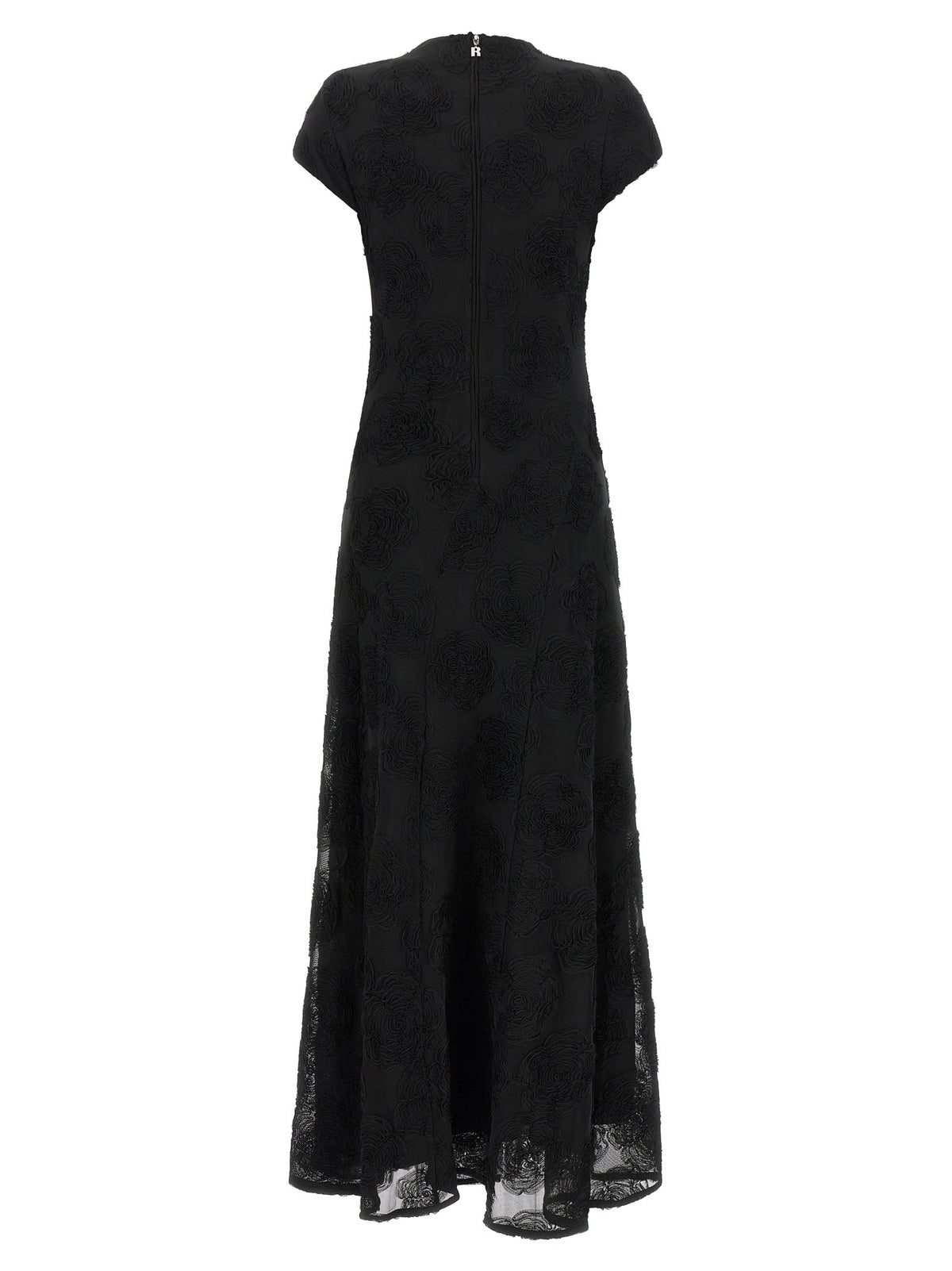 ROTATE Birger Christensen Black Flower Mesh Maxi Dress Black