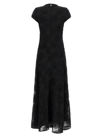ROTATE Birger Christensen Black Flower Mesh Maxi Dress Black