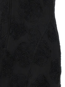 ROTATE Birger Christensen Black Flower Mesh Maxi Dress Black