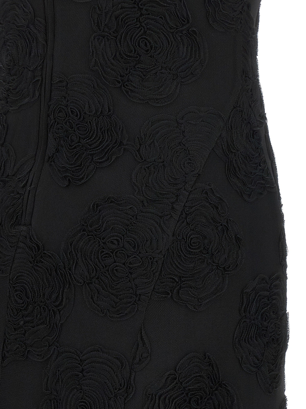 ROTATE Birger Christensen Black Flower Mesh Maxi Dress Black