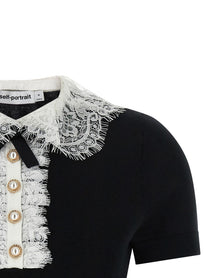 self-portrait Black Knit Lace Collar Top White