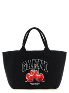 Ganni Black Medium Cherry Tote Shopping Bag Black