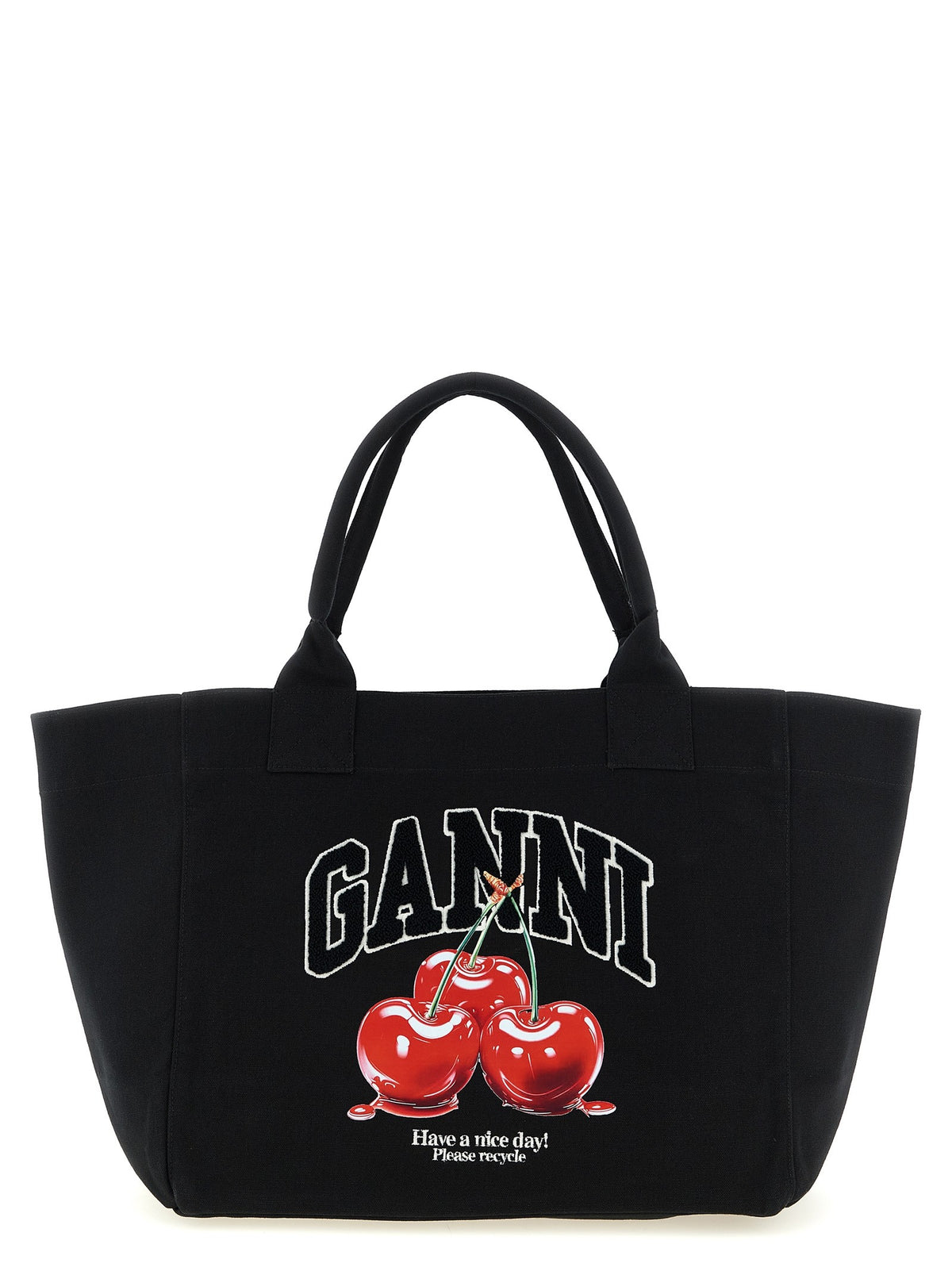 Ganni Black Medium Cherry Tote Shopping Bag Black