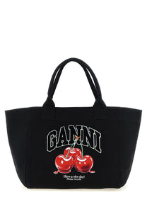 Ganni Black Medium Cherry Tote Shopping Bag Black