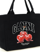 Ganni Black Medium Cherry Tote Shopping Bag Black, view 3