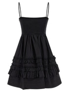 Ganni Black Mini Frill Dress Black, view 2