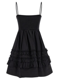 Ganni Black Mini Frill Dress Black