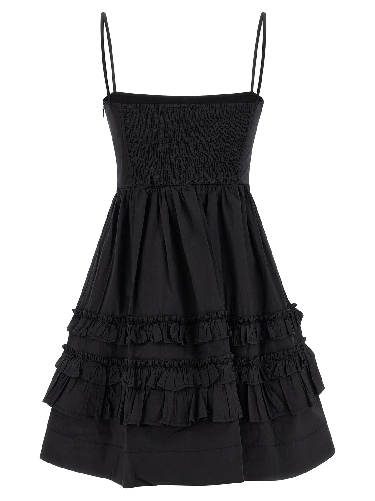 Ganni Black Mini Frill Dress Black, view 2