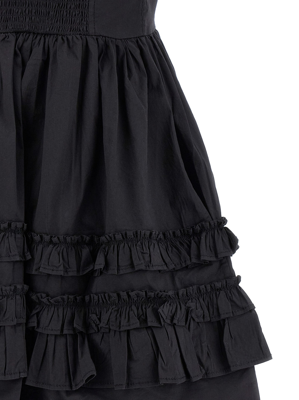 Ganni Black Mini Frill Dress Black, view 4