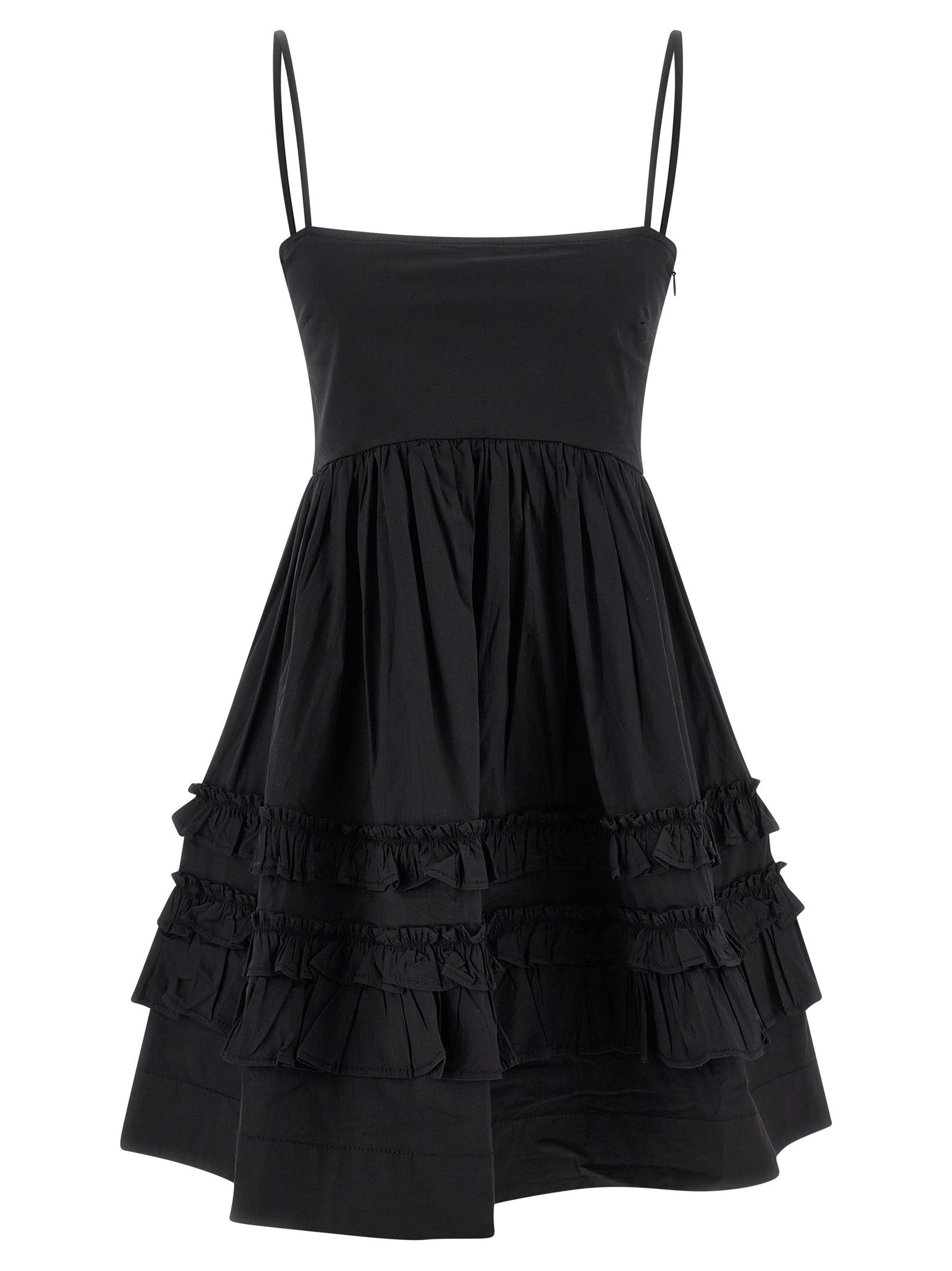 Ganni Black Mini Frill Dress Black